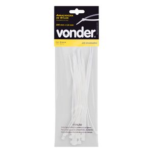 Abraçadeira de Nylon Branca Vonder 200mm x 3,6mm 20 unidades