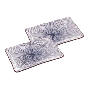 Conjunto de Pratos de Porcelanas Retangular Koji Wolff 19,5cm x 11,5cm