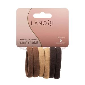 Conjunto de Elásticos para Cabelo Lanossi Cappuccino 6 peças