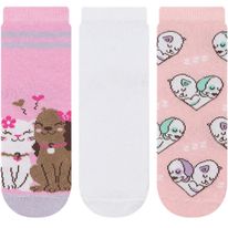 Meia Infantil Feminina Animais Cia da Meia 31 a 34 3 pares