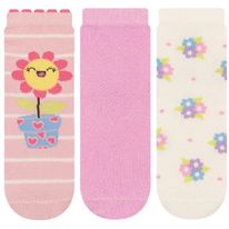 Meia Infantil Feminina Flores Cia da Meia 27 a 30 3 pares