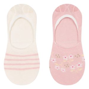 Meia Feminina Sapatilha Rosa / Branco Cia da Meia n.° 37 a 39 2 pares