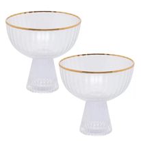 Conjunto de Taças para Sobremesa de Cristal Wolff Fio Dourado 200ml 2 peças