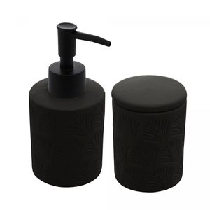 Conjunto para Banheiro de Cerâmica Wolff Leaf Preto com 2 peças