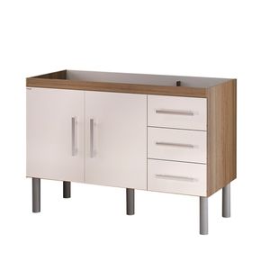 Gabinete para Cozinha com Pé Fabribam Plena Nogal com Branco 1,2m
