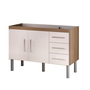 Gabinete para Cozinha com Pé Fabribam Plena Nogal com Branco 1,2m