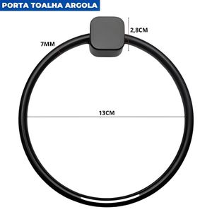 Kit Acessórios de Banheiro Quadrado Samba Japi Preto com 5 peças