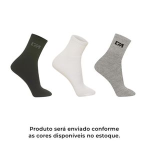 Meia Unissex Esportiva Cano Médio Cia da Meia 3 pares