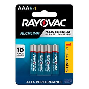 Pilha Alcalina AAA Rayovac com 6 unidades