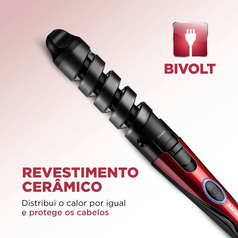 Modelador-de-Cachos-Spiral-Infinity-Mondial-Vermelho-30W-Bivolt-147920