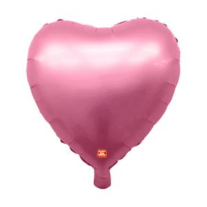 Balão Metalizado de Coração Rosa Fosco São Roque 45cm