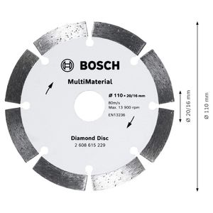 Disco de Corte Diamantado Bosch Multimaterial Segmentado 110mm