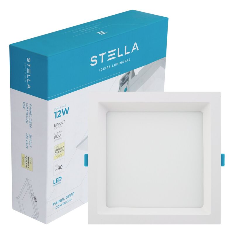 Painel-Led-de-Embutir-Branco-Quadrado-com-Recuo-Stella-Deep-12W-3000K-100567