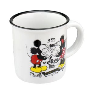 Caneca de Porcelana Retrô Disney Mickey e Minnie 300ml