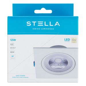 Spot de Led Quadrado Branco Stella 12W 3000K