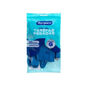 Luva de Látex Verniz para Tarefas Pesadas Bompack Azul G