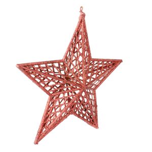 Estrela Vazada com Glitter Vermelha Powner 18cm