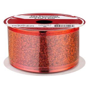 Fita Decorativa Glitter Vermelho Powner 2,7m x 4cm