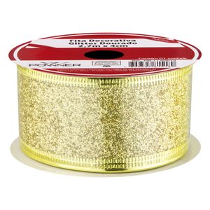 Fita Decorativa Glitter Dourado Powner 2,7m x 4cm