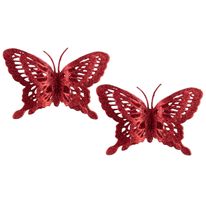 Enfeite de Borboleta Vermelha Powner 14cm com 2 peças