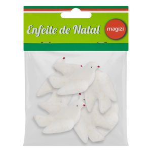 Enfeite de Pomba Branca Magizi 4,5cm 6 unidades