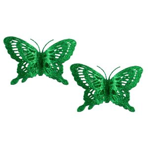 Enfeite de Borboleta Verde Esmeralda Powner 14cm com 2 peças