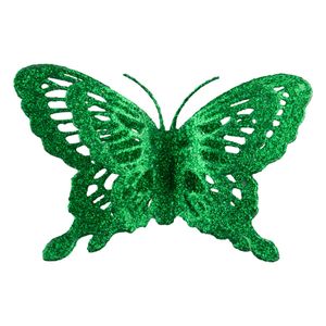 Enfeite de Borboleta Verde Esmeralda Powner 14cm com 2 peças