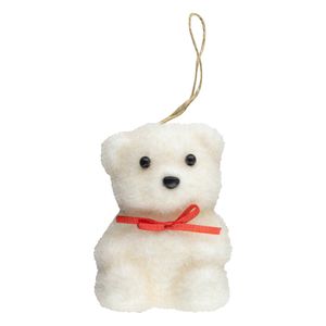 Enfeite de Urso Marrom Laço Vermelho Powner 9,5cm