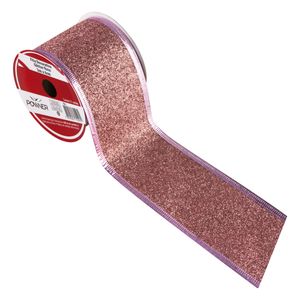 Fita Decorativa Glitter Rosa Powner 6cm x 3m