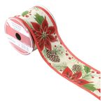 Fita-Decorativa-de-Natal-Flor-Vermelha-Powner-6cm-x-3m-139044