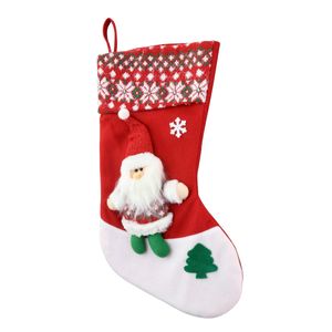 Meia Decorativa de Natal Papai Noel Verde e Vermelho Powner 51cm