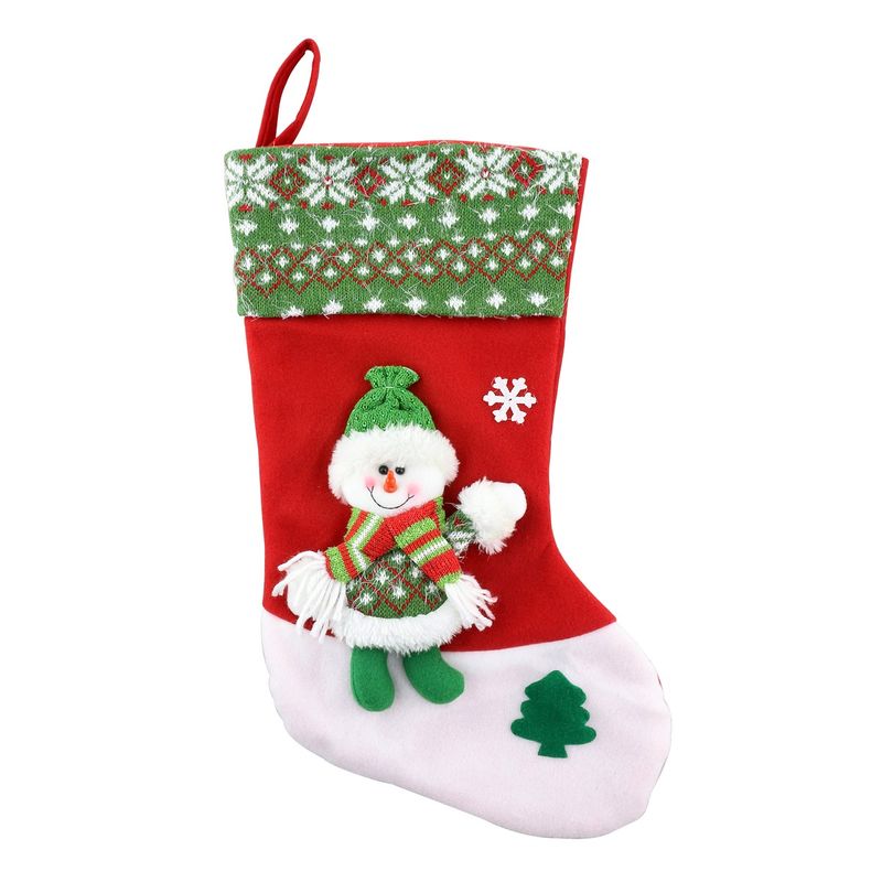 Meia-Decorativa-de-Natal-Boneco-de-Neve-Verde-e-Vermelho-Powner-51cm-136951