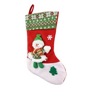 Meia Decorativa de Natal Boneco de Neve Verde e Vermelho Powner 51cm