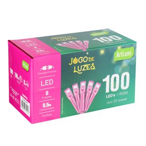 Pisca 100 Leds com Emenda Newpro Rosa