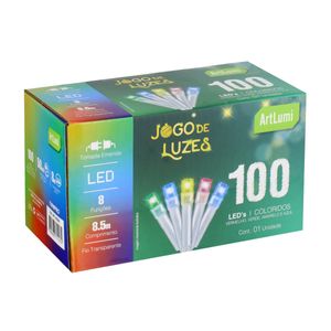 Pisca 100 Leds com Emenda Newpro Colorido com Fio Transparente