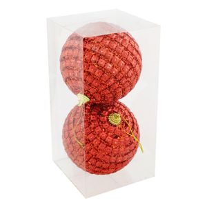 Conjunto Bola de Natal Disco Vermelha Powner 10cm com 2 peças