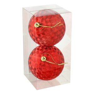 Conjunto Bola de Natal Circles Vermelha Powner com 2 peças