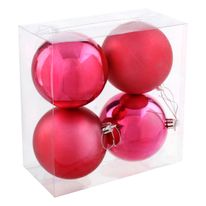 Conjunto Bola de Natal Rosa Powner 8cm com 4 peças