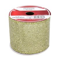 Fita Natalina Textura Dourada Powner 6cm x 3m