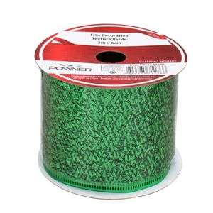 Fita Natalina Textura Verde Powner 6cm x 3m