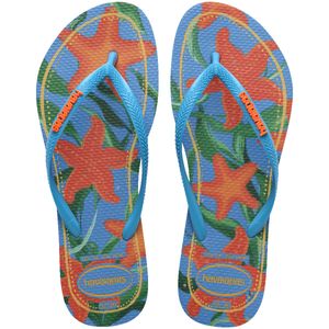 Sandália Slim Tropical Azul Havaianas