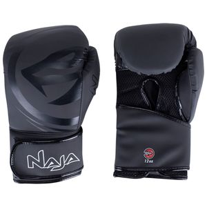 Kit Luva de Boxe e Muay Thai Preta Naja com Protetor Bucal e Bandagem