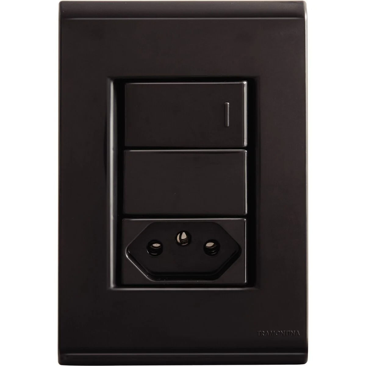 Interruptor2TeclaSimples+TomadaTramontinaLizPreto-151404