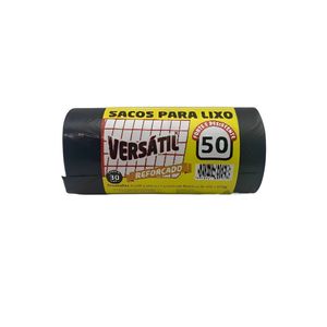 Saco de Lixo Super Reforçado Preto Versátil 50L com 30 Unidades