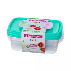 Conjunto de Pote Retangular Sanremo 785ml 3 peças(Produto Sortido)