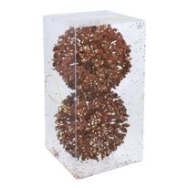 Conjunto Bola de Natal Pinha Marrom Powner 8cm com 2 peças