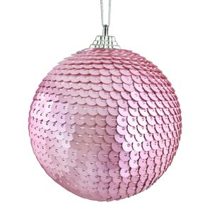 Conjunto Bola de Natal Paete Rosa Powner 8cm com 2 peças