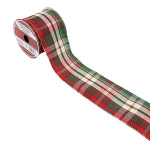 Fita de Natal Xadrez Verde e Vermelho Powner 6cm x 3m