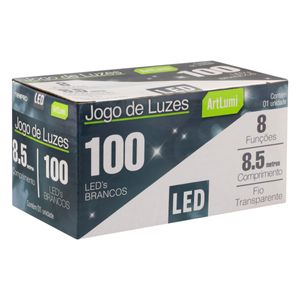 Pisca 100 Leds Branco 8 Funções Newpro Fio Transparente