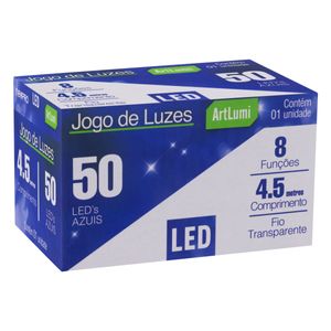 Pisca 50 Leds Azul Newpro com Fio Transparente